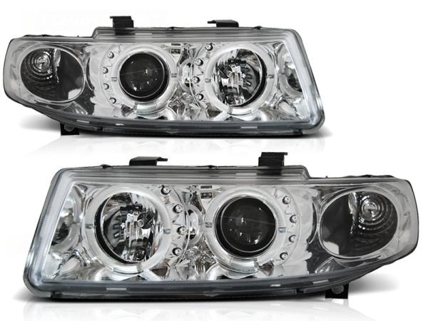 Scheinwerfer Angel Eyes für Seat Leon 1M / Toledo 1M Bj. 99-06 Chrom